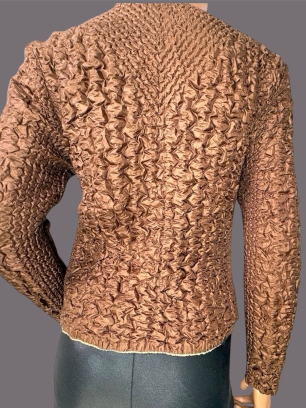 90s UbU Mushroom Jacket M Brown & Beige Metallic Reversible Top Y2K Fairygoth - Picture 2 of 15